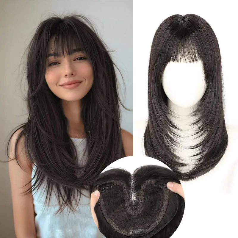 AISI HAIR ] Hair Topper for Women Clip in Bangs – 18 Inch  display picture 1