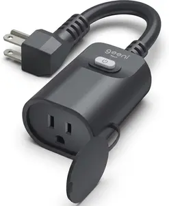 Indoor/Outdoor Smart Plug Weatherproof, 1 Socket Wireless Remote Control and Timer –Works with Alexa, Google Assistant, Requires 2.4 GHz WiFi, Black