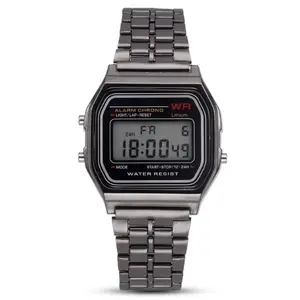 Retro Digital Watch for Men & Women - Vintage Y2K Stainless Steel Chronograph, LED Backlight, Alarm, Stopwatch, Water Resistant, Adjustable Metal Band - Classic 90s Style Unisex Wristwatch