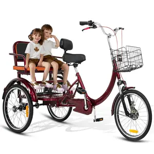 Linor Adult Tricycle, 20 Inch 3-Wheel Bikes, Trike for Adults with Seat for Women, Seniors, Men, Low Step-Through Cruiser Bike with Front and Rear Baskets, Adult Tricycles for Shopping, Cycling