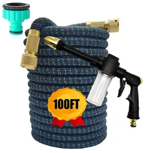 1PC 3x Expandable Garden Hose with Spray Nozzle, US 3/8 Connector, Suitable for Outdoor, Garden, Car Washing, Pet Bathing Use, Expandable Water Hose