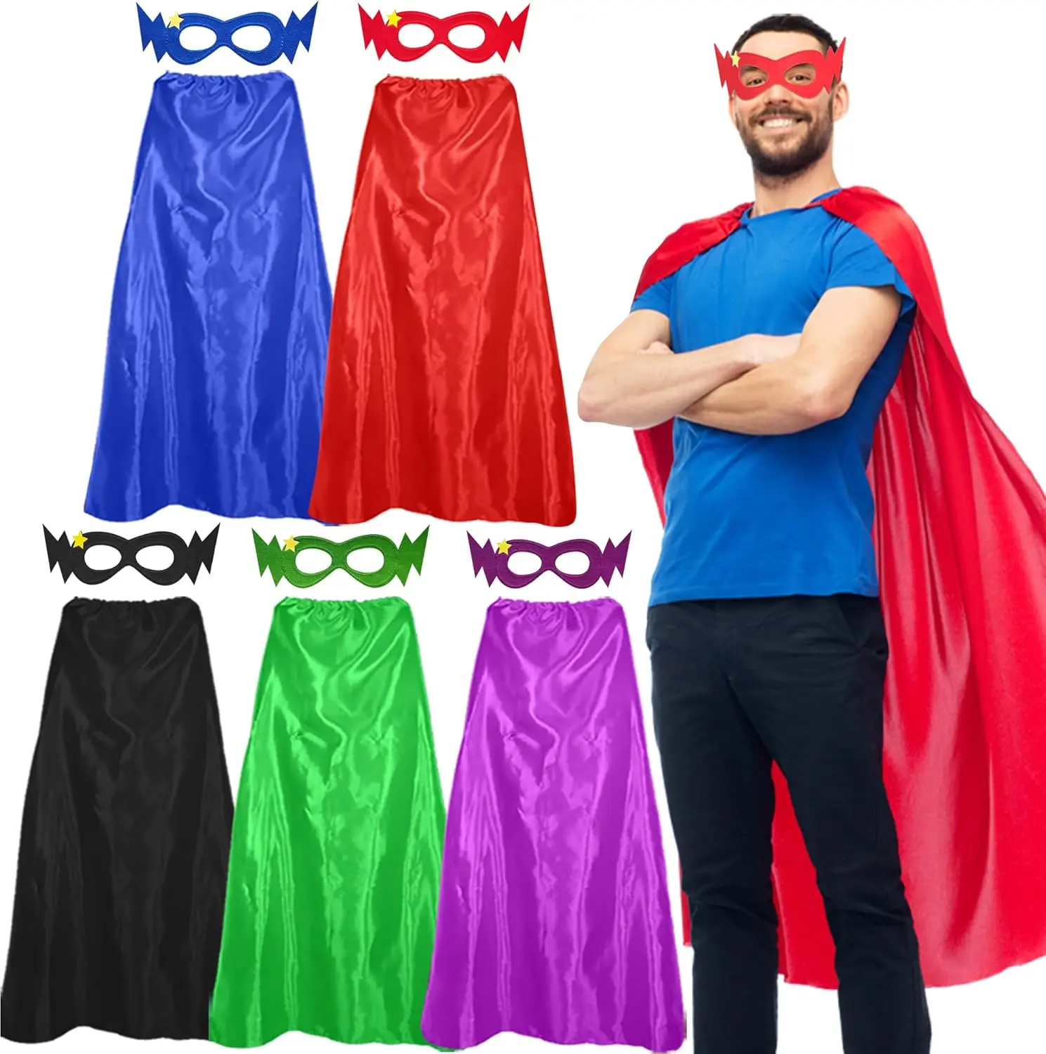 Adults Superhero Capes and Masks for Men Women Superhero Party Group Costumes Team Building, 5 PackGift.