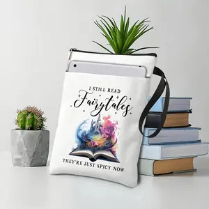 Fun Quote Book Cover, Rainbow Castle Print Zipper Book Bag, Pocketed Professional Book Protector, Lightweight Novel Case, Gift for Readers