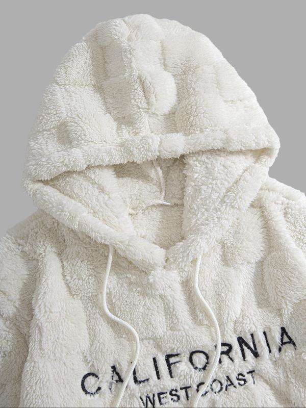 Men's Fall Winter Casual Sportswear Set, Sweatsuit Matching Set, Fleece Jacquard Plaid Hoodie and Sweatpants, Men's 2-Piece, Comfortable and Stylish