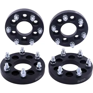 Black Forged 6x4.5 Wheel Spacers 1 Inch with 1/2" Studs Compatible with 6 Lug 6x114.3 for 1991-2004 Dakota|   1998-2003 Durango.|   1993-2010 Viper - Pack of 4