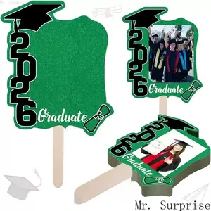 12Pcs Gold Glitter Graduation Photo Holders, Elegant Tabletop Picture Frame Stand, Stylish Decor Accessories for 2026 Graduation Party, Class Reunion & Grad Celebration Decor