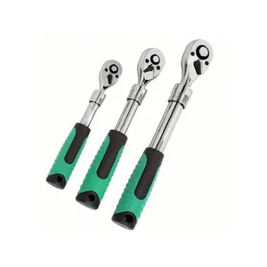 3PCS Extendable Ratchet Wrench Set, 1/4" 3/8" 1/2" Drive 72-Tooth Quick-Release Retractable Socket Wrench Reversible,Tools For Men