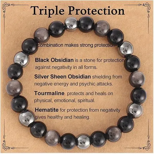 Silver obsidian+obsidian bracelet 2