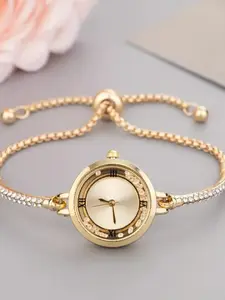 Women's Elegant Rhinestone Decorated Slide Adjustable Quartz Watch, Exquisite Trendy Wristwatch, Fashionable Watch for Women As Gift without Box, Streetwear Jewelry