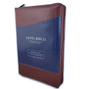 Biblia con Cierre Letra Súper Gigante 19 puntos Mediana RV1960 imit piel duotono azul y café con índice - Examíname, oh Dios