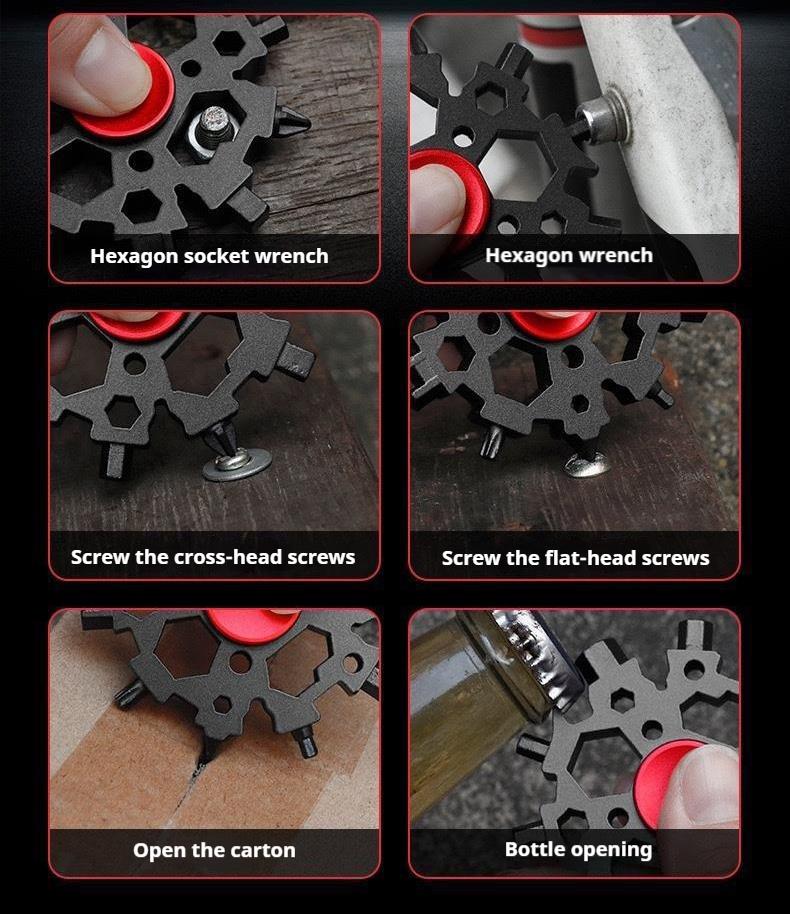 28 in 1  Snowflake ShapedMultitool, Portable Snowflake Wrench,Multifunctional Bottle Opener & ScrewdriverSet, Suitable for Camping, OutdoorMultifunctional Tools  Stress Relieving Toy.