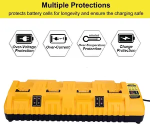 DCB104 4 Port Multi Rapid Charger Compatible with Dewalt 12V, 20V, and 20V/60V MAX Batteries DCB606 DCB609 DCB208 DCB206 DCB204 DCB203 DCB201 DCB200, Compatible with Dewalt Charger Station DCB104