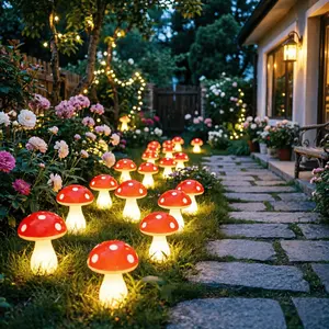 Outdoor Garden Path Light, 8/12/20 Pcs Rechargeable Mushroom Lights, Ip44 Waterproof, 8 Modes, Holiday Decor, Thanksgiving, New Year Gift