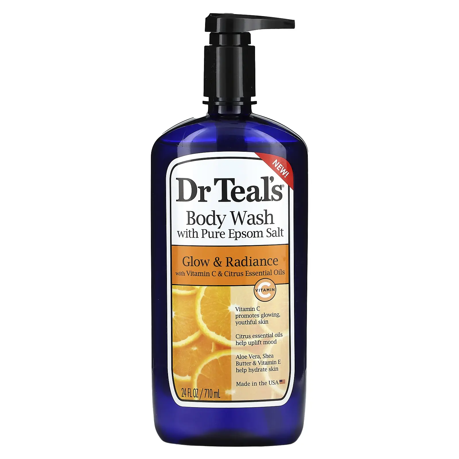 Dr. Teal's Body Wash With Pure Epsom Salt, Glow & Radiance, 24 fl oz (710 ml)