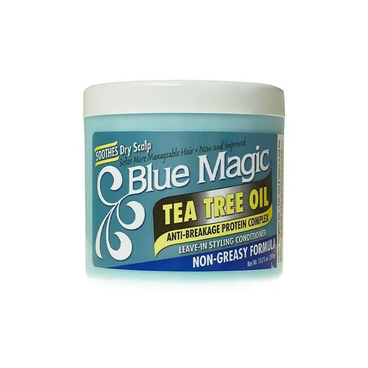 BLUE MAGIC Leave-In Styling Conditioner, Tea Tree Oil-Based Anti-Breakage Formula to Soothe Scalp, Daily Unisex Haircare Treatment, Dry Scalp, Voluminous Hair, Glossy Hair, Hair Products
