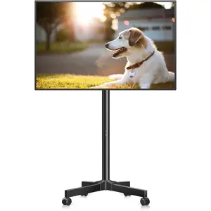 Mobile TV Carts, Rolling TV Stand on Wheels for 13-50" Flat/Curved TVs Height Adjustable 30° Tilt Floor TV Stand Portable Monitor Stand Holds up to 44lbs Max VESA 200x200mm ML1350