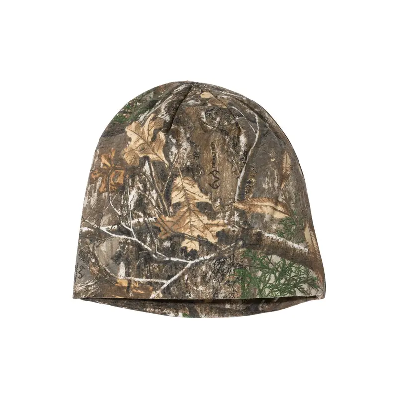 Real Tree Licensed Camo Beanie Skull Knit 8" Adjustable Trucker Hat for Camouflage Lovers 60% Cotton 40% Polyester Blend Camouflage Snapback Hat