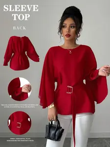 New Women's Unique Casual Fashion Elegant Shirt Blouse, 100% Polyester, Perfect for Spring Summer Fall, Commuting Work Photo Gift