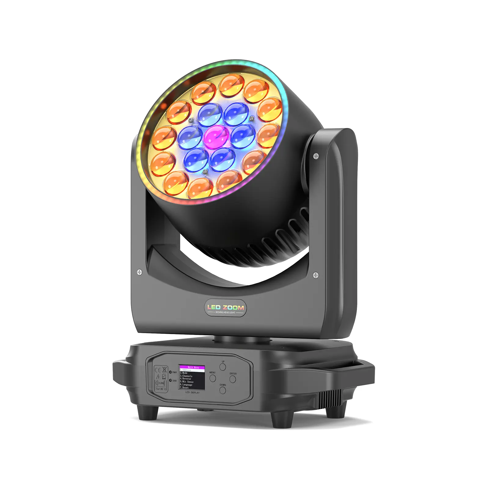 UKING 220W 19×20W RGBW LED Zoom Moving Head Light, DMX Control Beam/Wash Stage Lighting for DJ Parties and Disco Shows