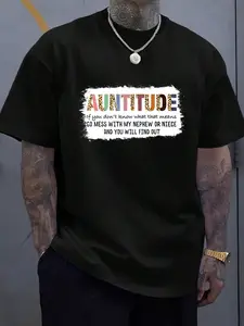 100% Cotton Funny Aunt Shirt For Women Auntitude Leopard Nephew Niece T-Shirt, Men Graphic T Shirts -  Printed Short Sleeve T-Shirt Top