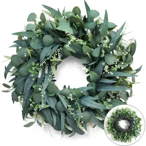 24-26 inch Large Eucalyptus Wreaths for Front Door, Handmade Artificial Spring Summer Wreath for Home, Farmhouse,Wall Decor,Outside All Seasons Nature Ornaments Decoration