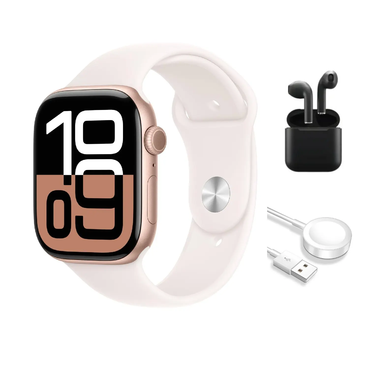 Refurbished Apple Watch Series 10 Aluminum (GPS Only, No Cellular) Good Condition with Wireless Earbuds & 1 Year Warranty