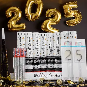 New Years Party Package with Sparklers and Metallic Confetti Cannons