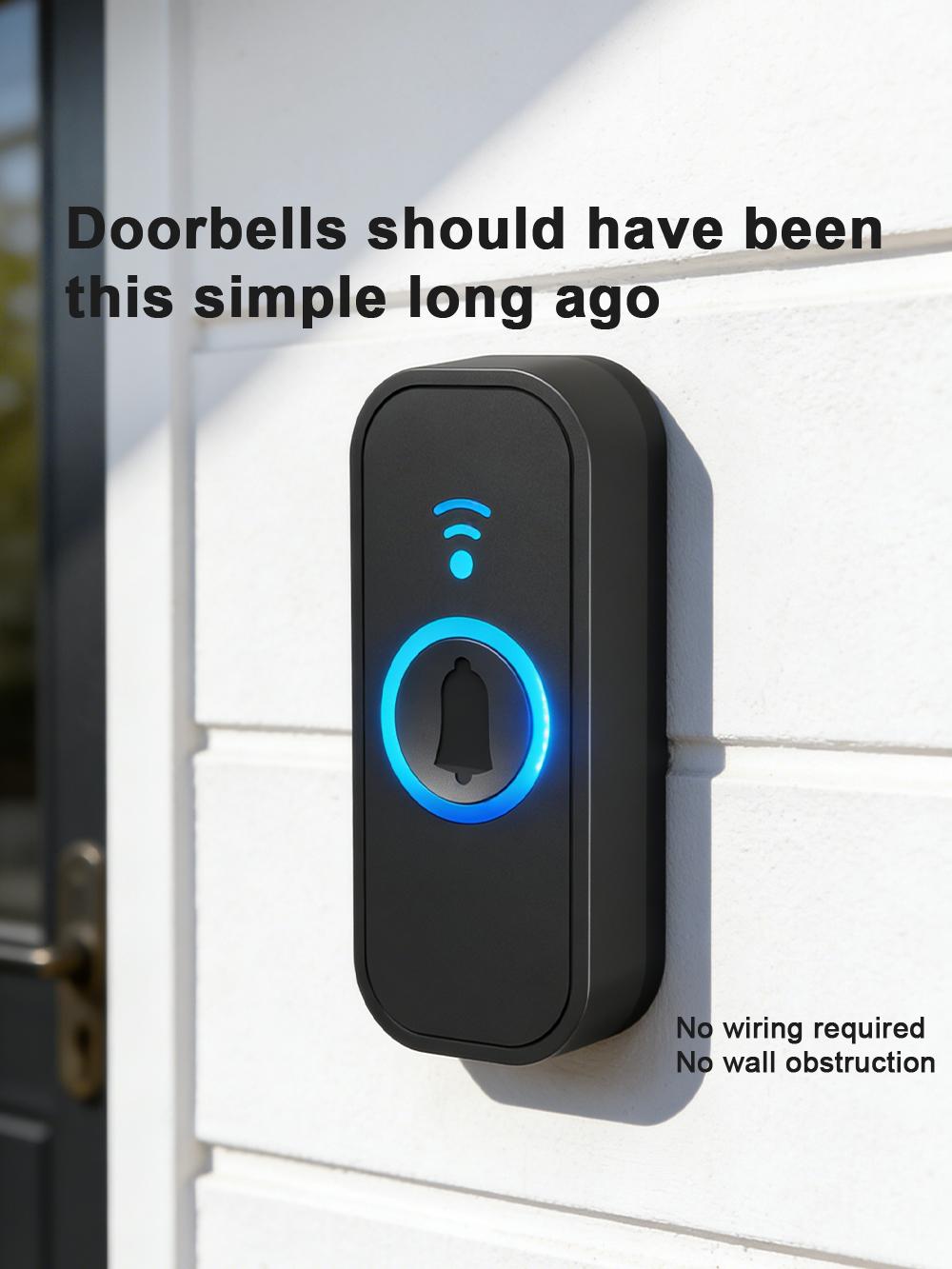 【2 Packs】Wireless Door bell, Mini Doorbell IP55 Waterproof, 1,000ft Range 110dB Mute Mode 32 Door Chime,high-volume of 5 Volume Adjustment levels,Colorful LED Flashing and Silent Function, Safety for Home Office Teachers & Hearing-Impaired.