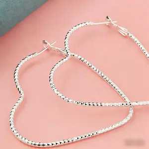 925 Sterling Silver Large Heart Hoop Earrings for Women, TikTok Viral Sparkly Faceted Big Heart Hoops, Hypoallergenic Lightweight Statement Jewelry, Perfect Valentine's Day, Birthday, Christmas, Anniversary Gift for Her, Trendy 2026 Y2K Accessory