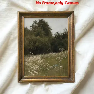 1 pc, wall art, vintage poster, Artistic Landscape retro summer meadow print, country green nature painting, living room aesthetic, bedroom decor, Modern Home Decoration, apartment decor, housewarming gift, unframed