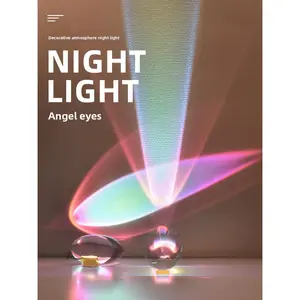 Italian Designer Led Table Lamp Eye of The Sky Crystal Bedside Lamp Creative Sunset Projector Night Light for Bedroom Home Decor