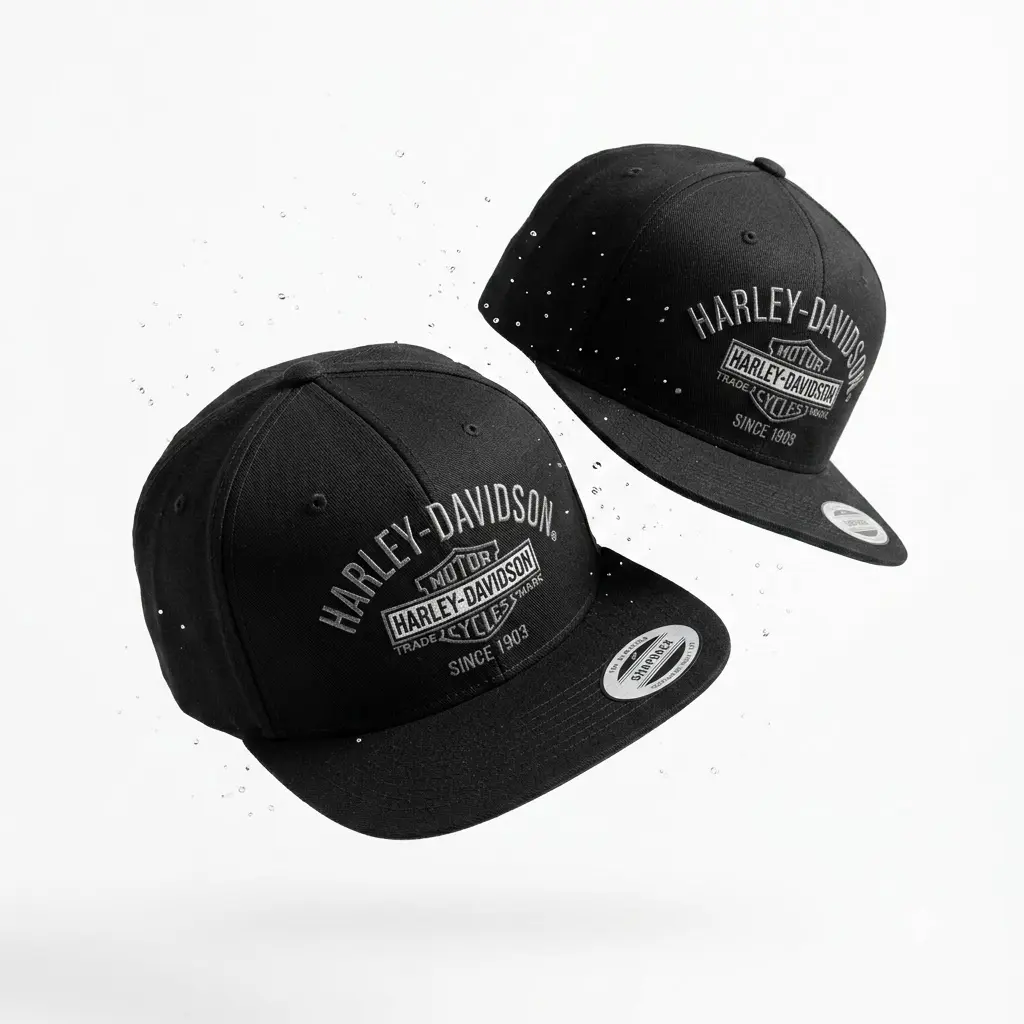 Harley Davidson Since 1903 Black Snapback Hat, Vintage Motorcycle Embroidered Flat Brim Cap for Men, Adjustable Biker Streetwear Baseball Hat, Retro Rider Motorcycle Lover Gift