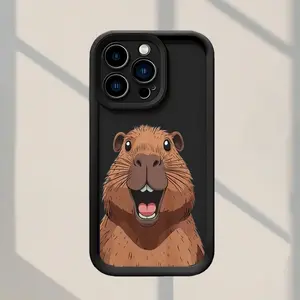 Phone case: Cute Capybara Portrait Pattern Fashionable and Popular Shock-Proof Anti-Fingerprint Full Coverage Thick Protective Phone Soft Case Compatible with iPhone 17 E Air Pro ProMax iPhone16 15 14 Plus 13 12 Mini 11 X XS XR