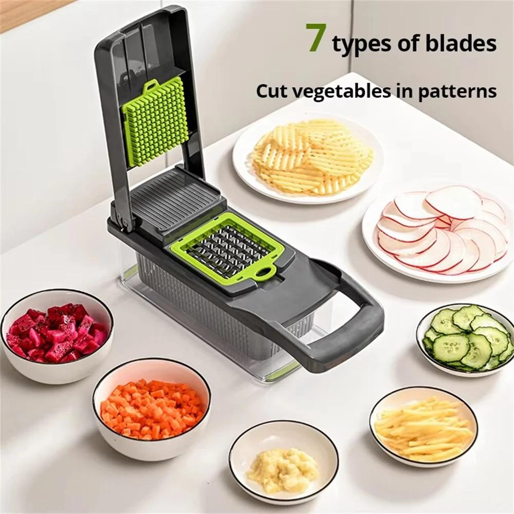 16 in 1 Multifunctional Vegetable Chopper Handle Food Grater Egg Liquid Separator Peeler Vegetable Slicer Dicer Kitchen Cutter