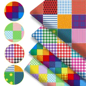 4Pc/set 7.87x7.87inch(20x20cm) plaid series Precut Quilting Fabric Fat Quarter Fabric Bundle, Polyester Quilting Squares for Patchwork, DIY Crafts Projects, DIY Wallet Making