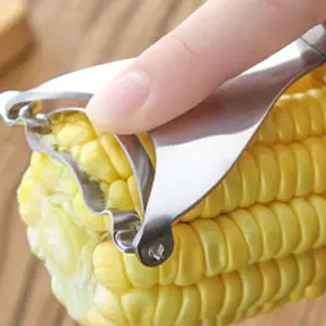 Corn Peeler, Corn Peeler for Corn on the Cob, Stainless steel Corn Cutter from the Cob, Corn on the Cob Remover Tool, Corn Cob Stripper with Ergonomic Handle, Kitchen Gadget