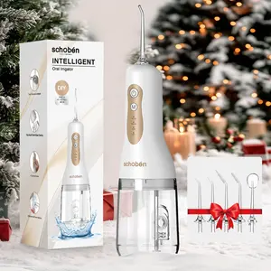 Schoben Water Flosser 2.0 Portable Oral Irrigator, Cordless Water Flosser, Rechargeable Electric Tooth Flosser, 4 Cleaning Modes, 5 Nozzles, Large Capacity Tank