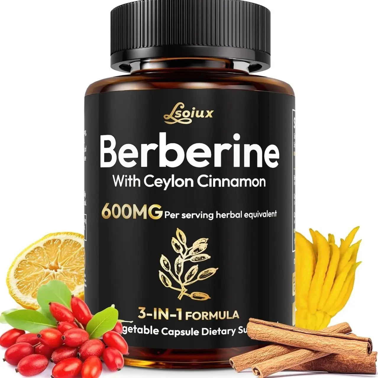 Berberine Supplement with Ceylon Cinnamon, Metabolic Support Formula for Daily Balance, Liposomal Berberine for GLP-1 Lifestyle Support, 600mg, Vegan, Non-GMO, 120 Capsules