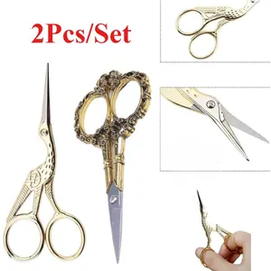 2 Packs Stainless Steel Sharp Stork Scissors for Sewing Crafting, Art Work, Threading, Needlework - DIY Tools Dressmaker Small Shears