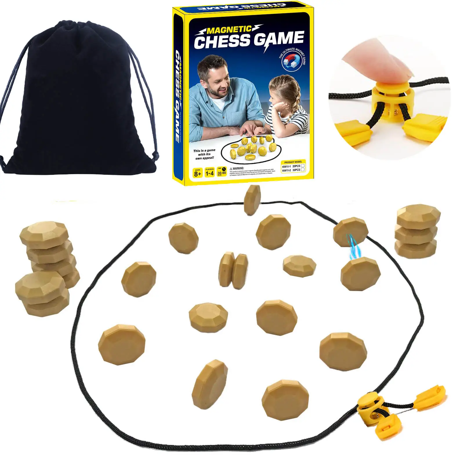 Magnetic Chess Game, Magnetic Chess Board Game, Strategy Board Game for 1-4 Players, Fun Family Game Night, Birthday Gift