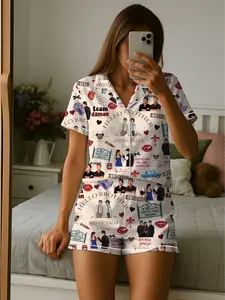 Vampire Brother Inspired Satin Pajama Set, Dark Fantasy TV Show Sleepwear, Gothic Cozy PJs Gift for Fans