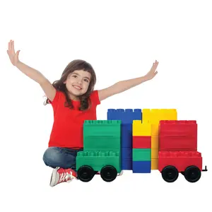 BiggoBlocks Jumbo Building Blocks Big City Set 24 PC with 2 Wheel Kits Durable Plastic for Kids Ages 4-8 Indoor & Outdoor STEM Education Toy