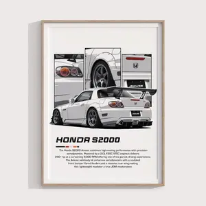 Honda S2000 Poster JDM Roadster Print for Car Enthusiasts Classic Tuner Wall Art & Garage Decor - No Frame