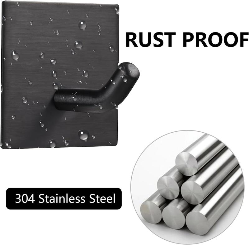 Heavy Duty Adhesive Hooks, Stick on Wall Adhesive Hangers, Strong Stainless Steel Holder, Self Adhesive Hooks for Kitchen Bathroom Home Door Towel Coat Key Robe 4 Packs - 6 Packs
