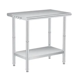 Garvee 36x24x35 Inch Stainless Steel Table, NSF Heavy Duty Worktable with Adjustable Undershelf & Hooks, Commercial Metal Prep Table for Kitchen, Restaurant, Home, Hotel, Workstation
