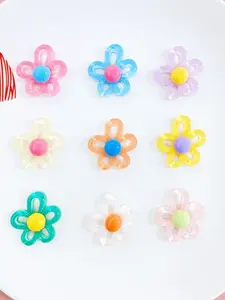DIY Colorful Transparent Flower Shoe Charms 9PCS Set for Croc Clogs Macaron Pastel Summer Accessories Shoe Decoration for Women to Customize Shoes Footwear