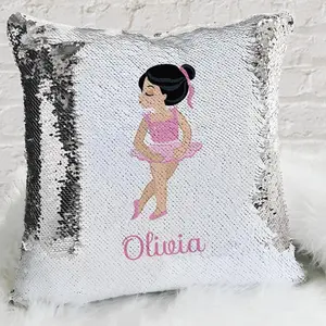 Kids Ballerina Personalized Flip Sequin Decorative Throw Pillowcase