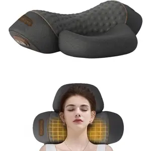 Neck Massager Pillow with Heating & Traction & Vibration, 3D Ergonomic Cervical Pillow for Neck Back Shoulder Pain Relief,Dark Grey