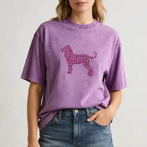 Labrador Retriever Shirt for Moms,The "Free-Rope" dog silhouette graphic print washed loose T-shirt is perfect for dog moms, animal rescue shirts, breeder shirts, funny dog shirts, gifts