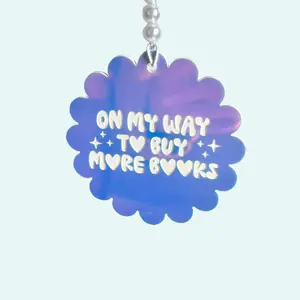 On My Way To Buy More Books Car Charm - Book Lover Gift with Rear View Mirror Accessory